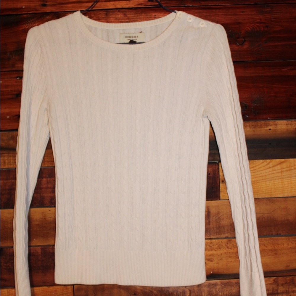 White Cable Knit Sweater